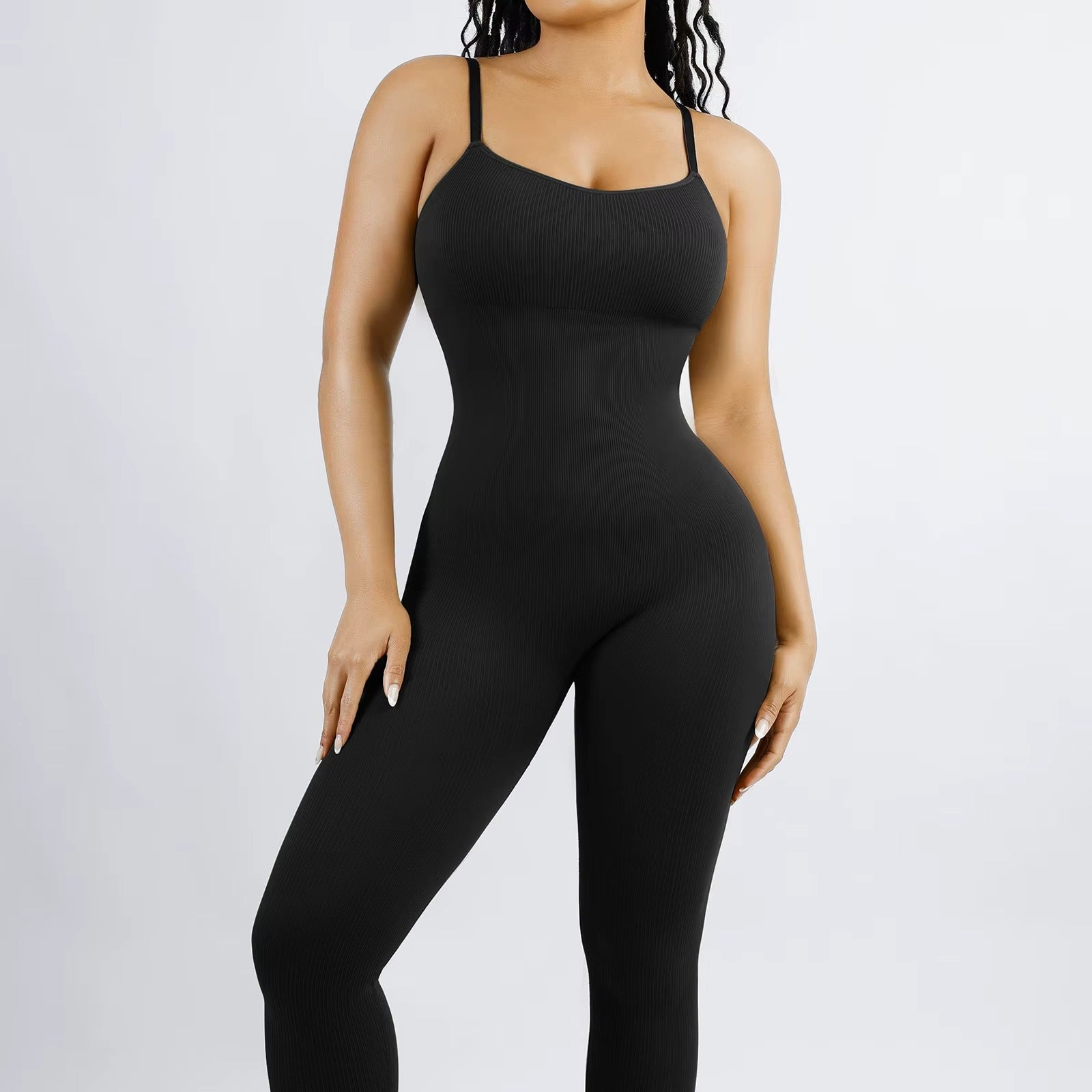 Seamless Sculpting Jumpsuit – One-Piece Ribbed Bodycon with Built-In Support