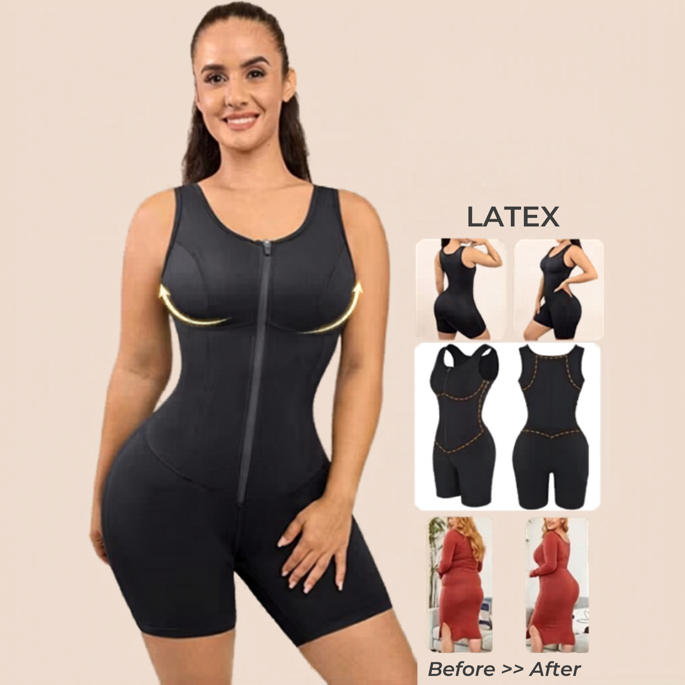 Latex Compression Bodysuit – Tummy Control & Full Bust Support