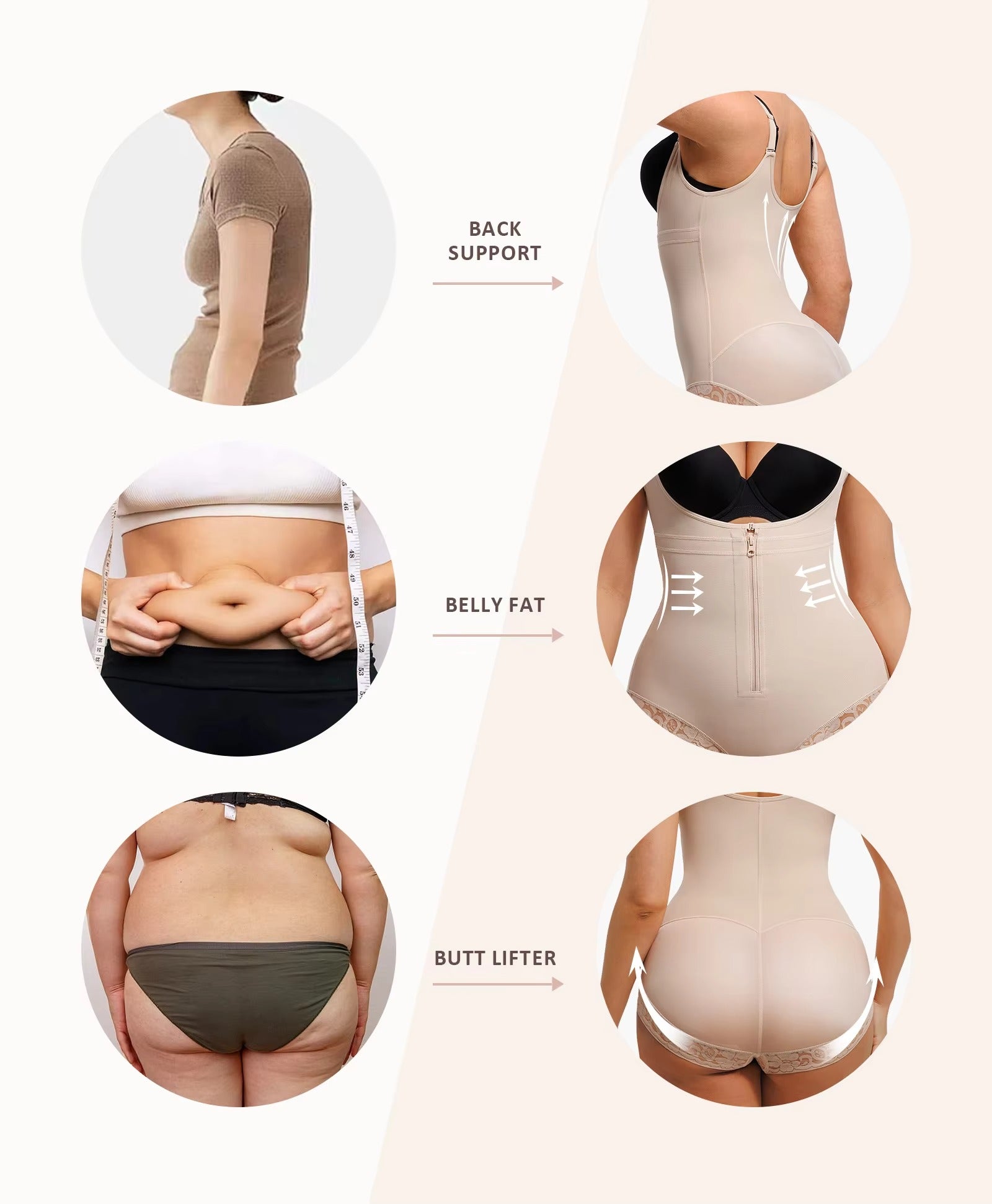 The Lace Front Zip Body Shaper — Firm Compression Plus Size